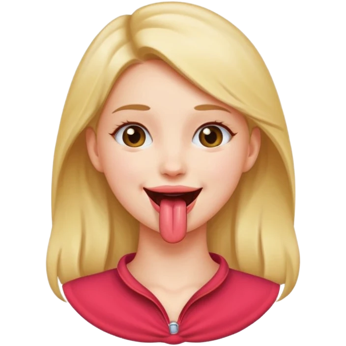 a girl holding her neck sticking her tongue out emoji