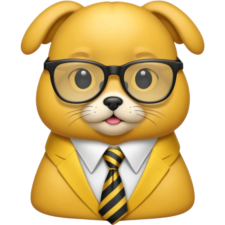 A yellow pet computer with black glasses and a tie emoji