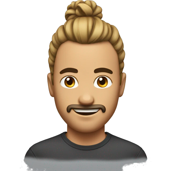 Guy with a man bun on the top and the sides is a fade emoji