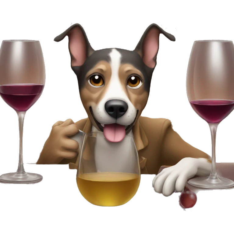 Dog-man hybrid sipping wine emoji