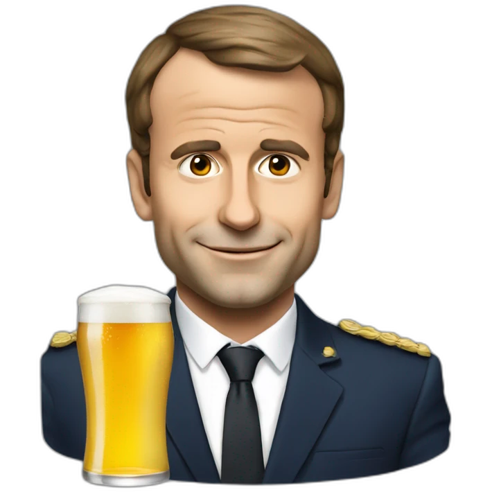 Macron avec une bière emoji
