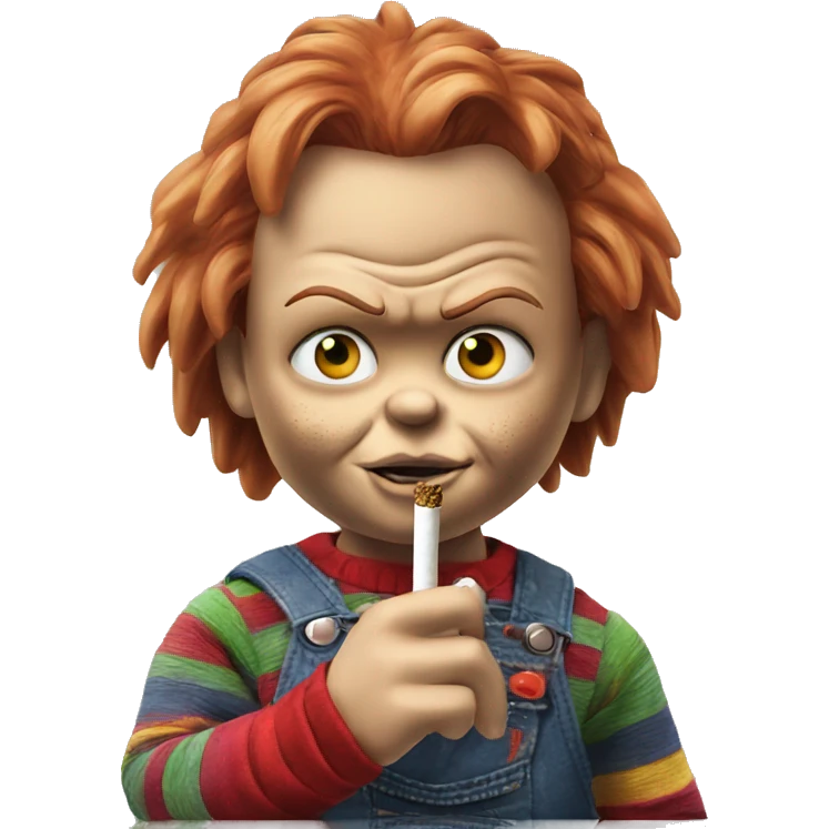 Chucky smoking a rolled cbd blunt emoji