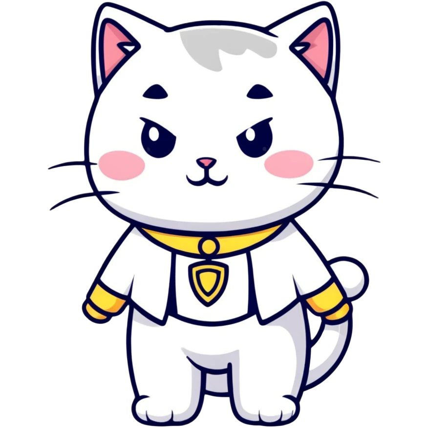 a white cat wearing a fancy costume emoji