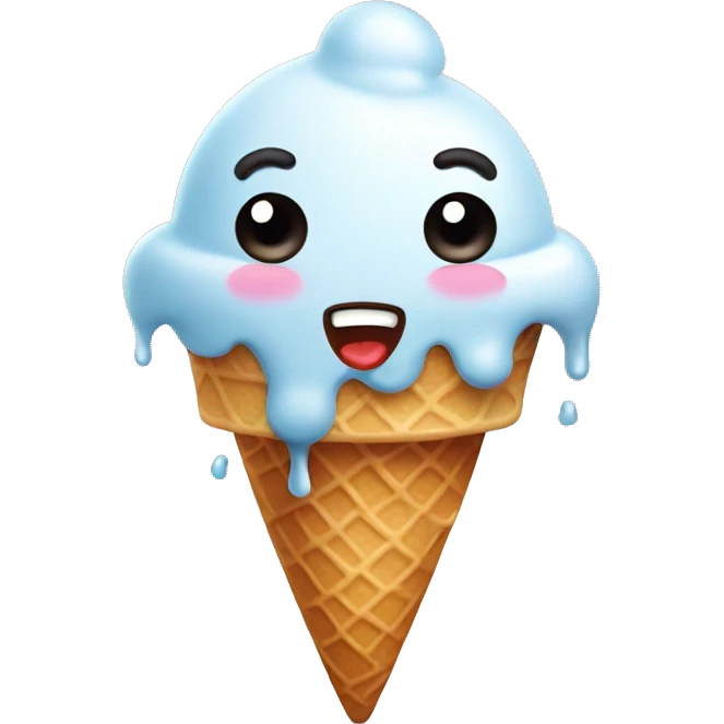 cute ice cream shocked melting emoji