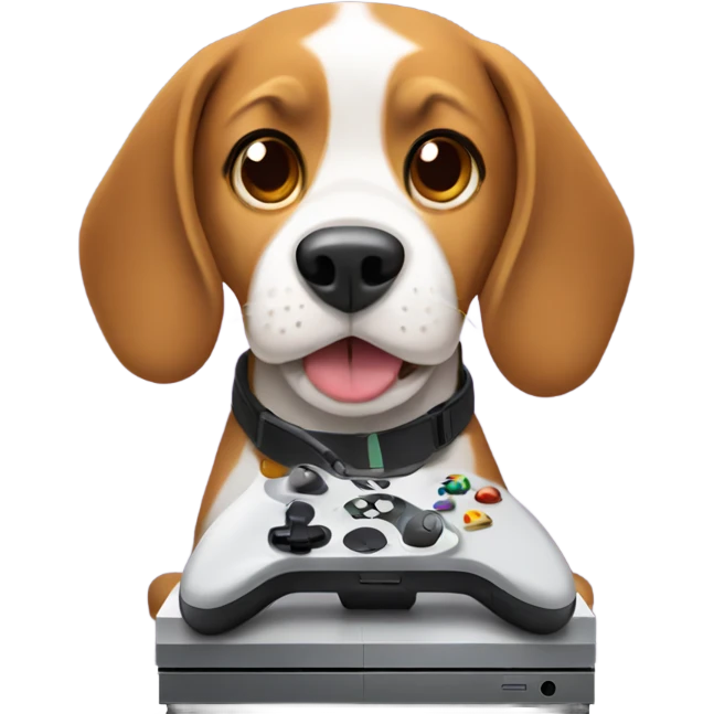 Beagle playing xbox emoji