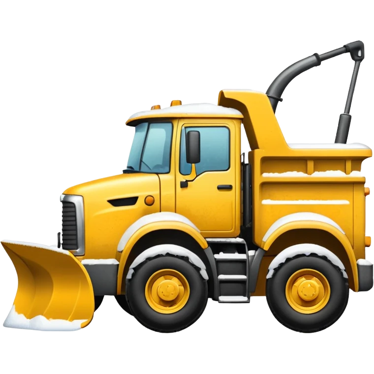 Snowplow truck yellow side view white driver emoji