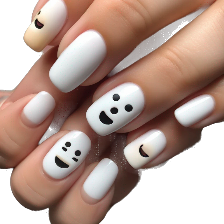 Cozy acryl nagels aan hand met heel hield ringen  emoji