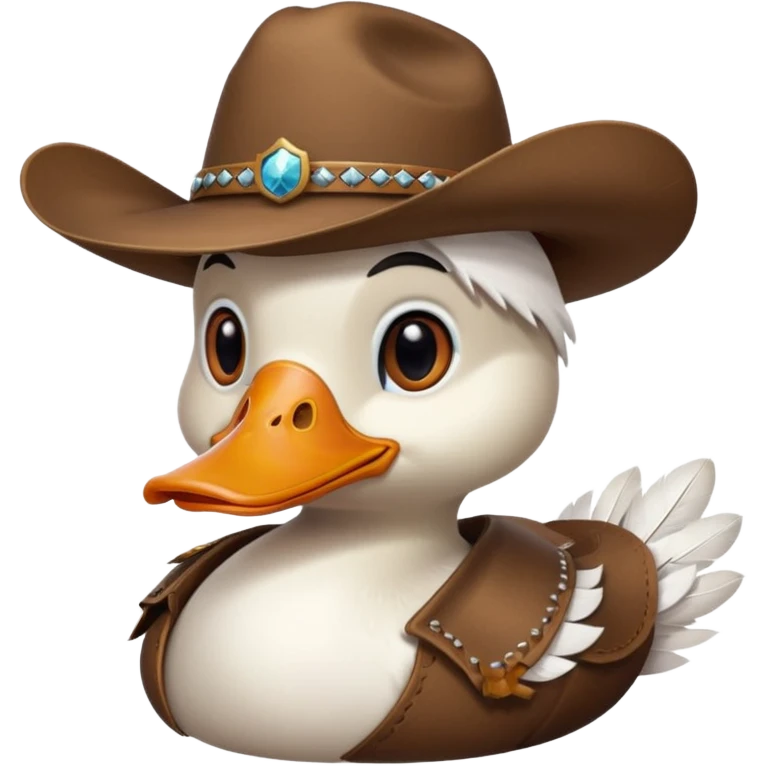 Duck bird wearing a cowboy hat emoji