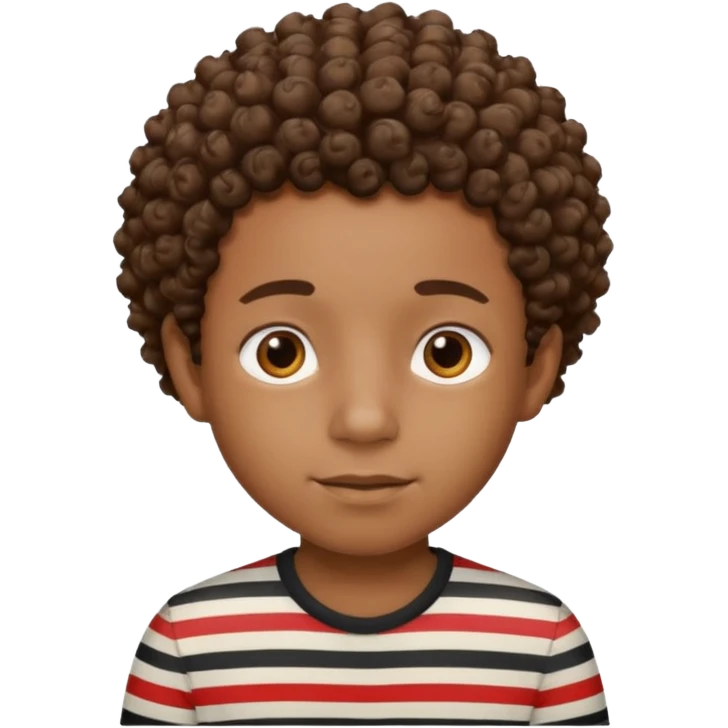 CURLY HAIR BLACK BOY KID IN STRIPES emoji