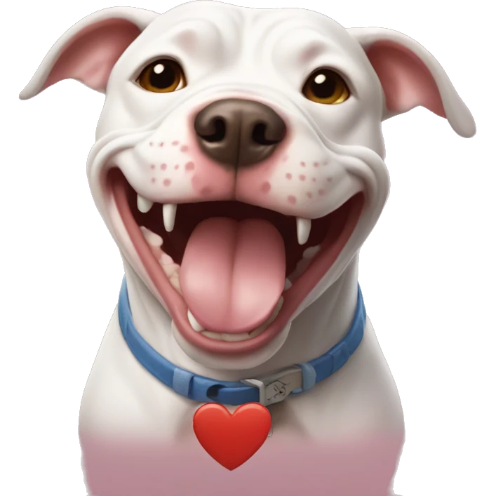 Laughing pitbull with hearts around it emoji