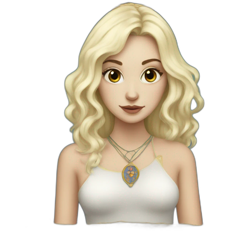 white blonde girl with tarot emoji