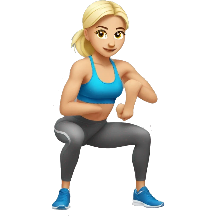 Blonde girl doing squat at gym emoji
