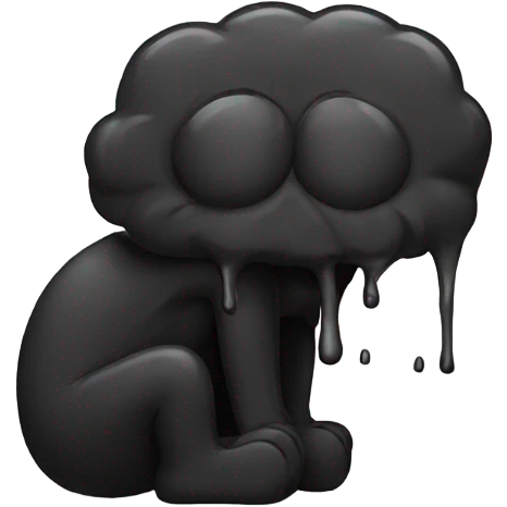 Black doodle puking emoji