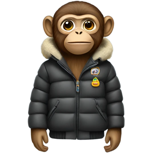 monkey wearing a puffer jacket emoji