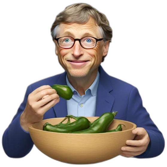 bill gates eating eggplant emoji