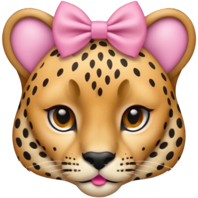 Cheetah  with a small pink bow on her ear￼ emoji