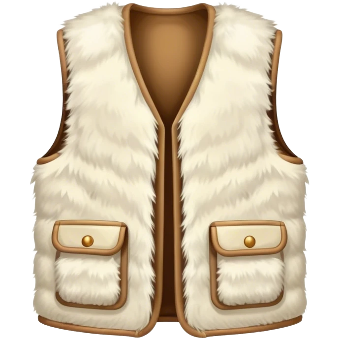 A plain, fluffy fur vest in near-white cream color without pockets emoji