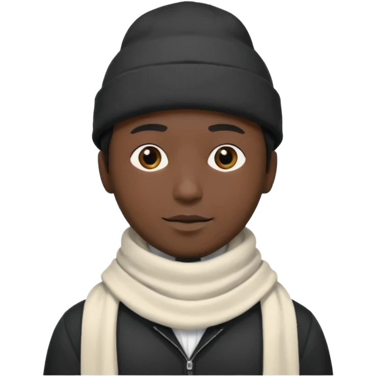 A guy with a triangle body with no arms and legs then his head is a perfect circle and his head is also black then give him a hat that doesn’t go behind his head, and last but not least give him a white scarf, NO BLACK THE COLOR FOR HIS HEAD emoji