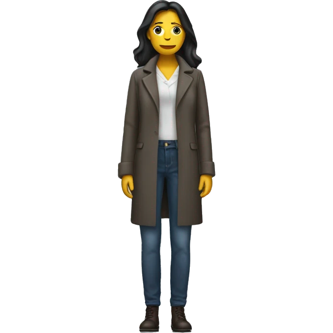 Woman in coat pant without face emoji