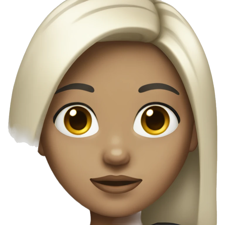 Girl with black hair with blonde highlights with white skin emoji