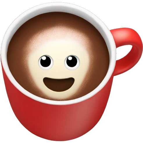 red mug with hot cocoa emoji