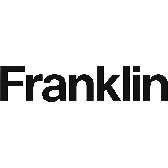 word mark of 'Franklin' with only the first letter capitalized, Helvetica-style startup font, minimalist, pure black emoji