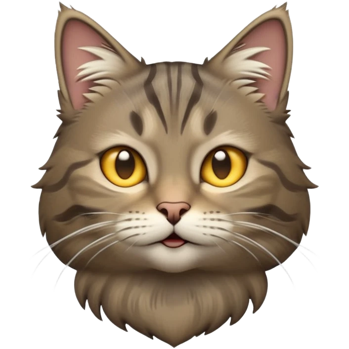 cinematic-[grey brown tabby cat]-realistic-emoji,-head-tilted-dramatically,-scruffy-[predominantly grey]-fur,-simplified-yet-realistic-focused-features,-highly-detailed,-glowing-with-an-almost-sarcastic-glow emoji