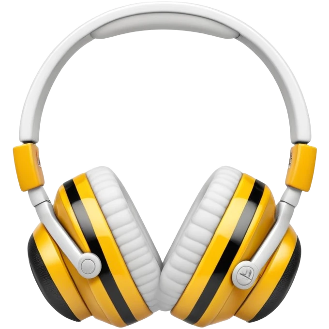 white jbl headphones with a honey bee emoji