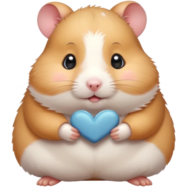 Cute chubby cartoon-style hamster blushing, shy expression. Painterly shading, white background, sticker-style illustration emoji
