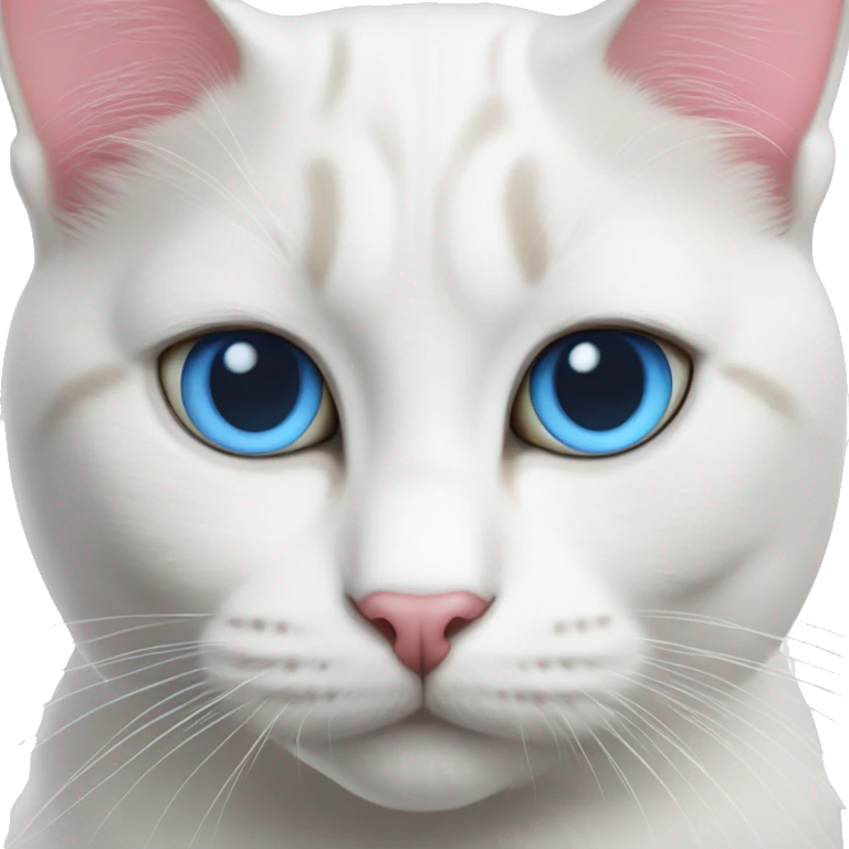 British cat white with blue eyes and pink nose emoji