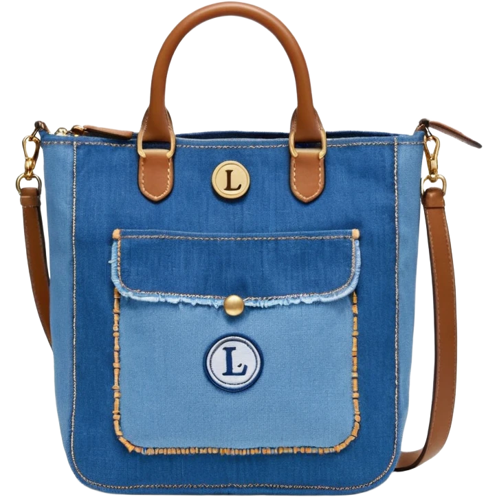 Marc Jacobs
Blue 'The Trompe L'Oeil Trinket Canvas Small' Tote, denim, Logo and text embroidered at face, Printed trompe-l'oeil graphics and denim pattern
 emoji