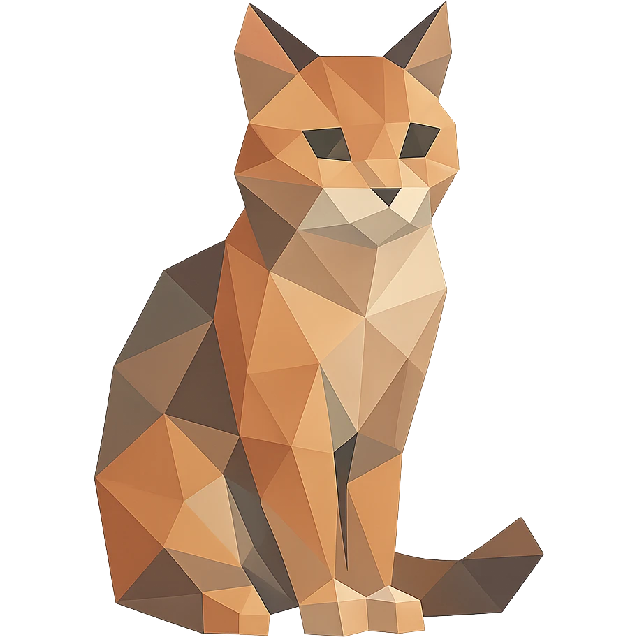 illustration of a cat made of geometric shapes in polygonal style emoji