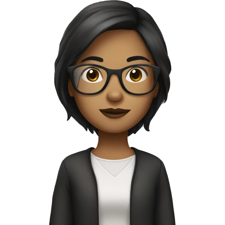 girl with dark brown hair and clear glasses emoji