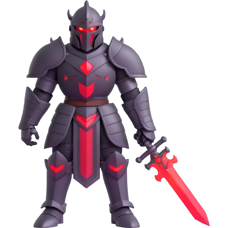 dark-armored knight with red glowing eyes, imposing stance emoji