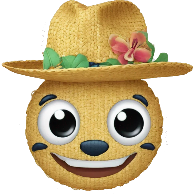 Stitch avec un chapeau de paille et une cicatrice sous l’oeil emoji
