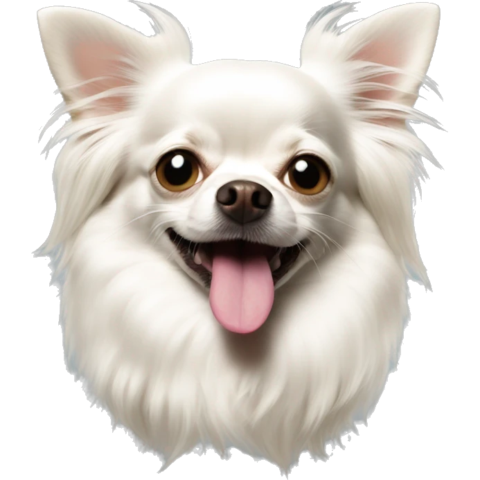 White long haired chihuahua tongue out emoji