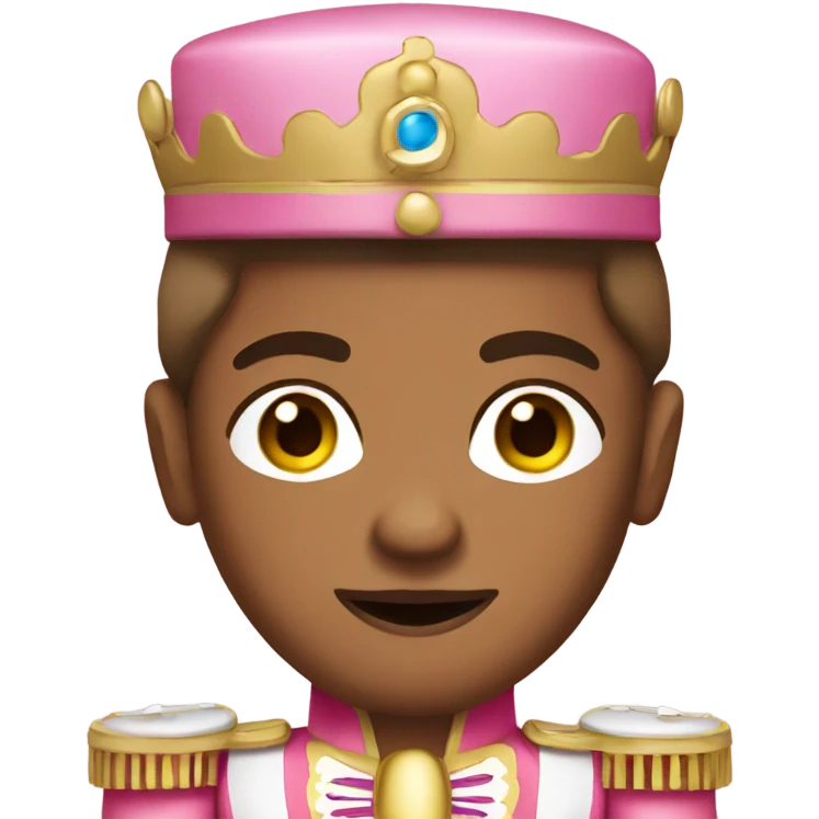 A medium skin tone, toy, nutcracker, wearing pink emoji