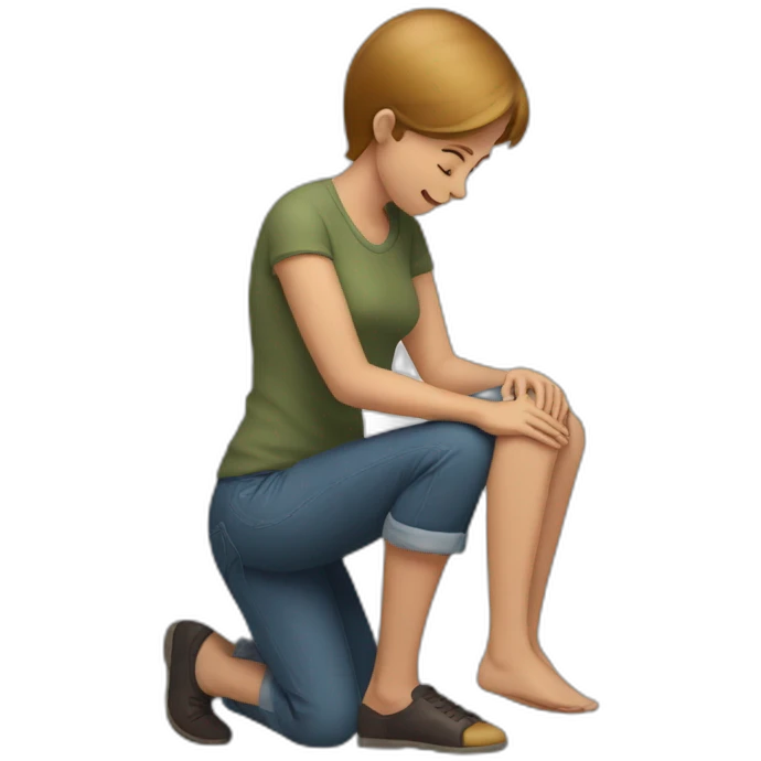 Man on knee patting woman’s head emoji