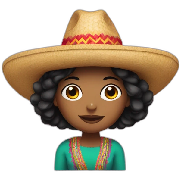 Black hair woman with mexican hat emoji