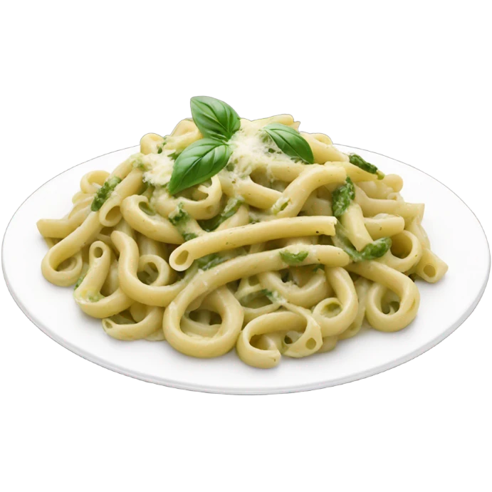 Creamy pesto pasta in a white plate emoji