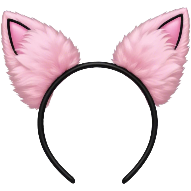 Black cat ears hair hoop with pink inside ears emoji