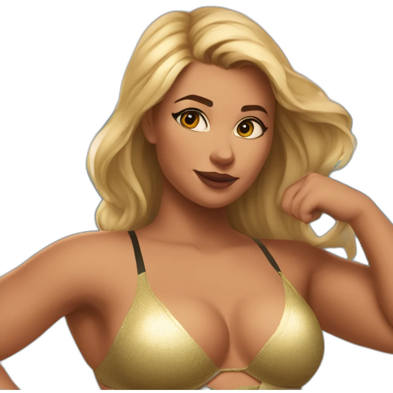 Slim-thicc Caucasian woman bikini superhero pose (beach body) emoji