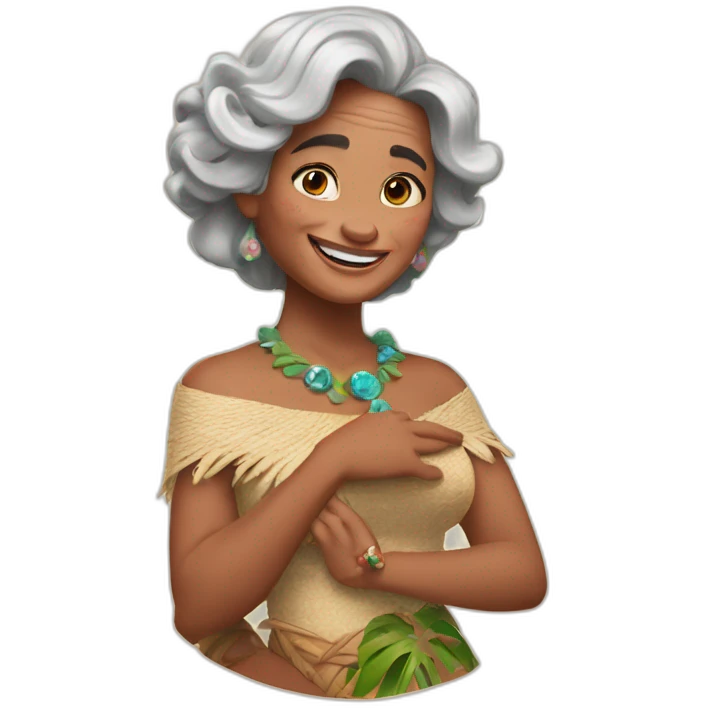 Grand mother Moana Disney happy hold gem emoji