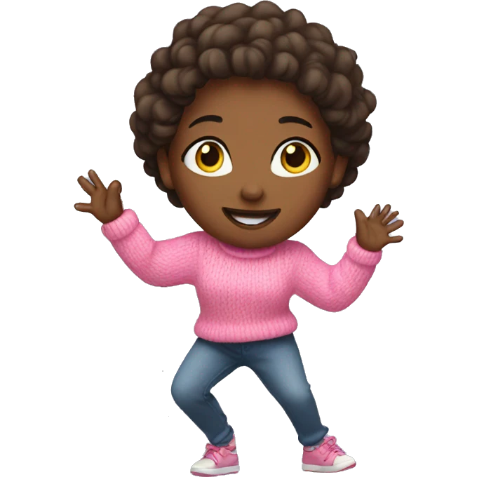 Girl in pink sweater dancing emoji