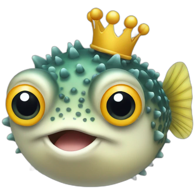 Puffer fish with crown  emoji