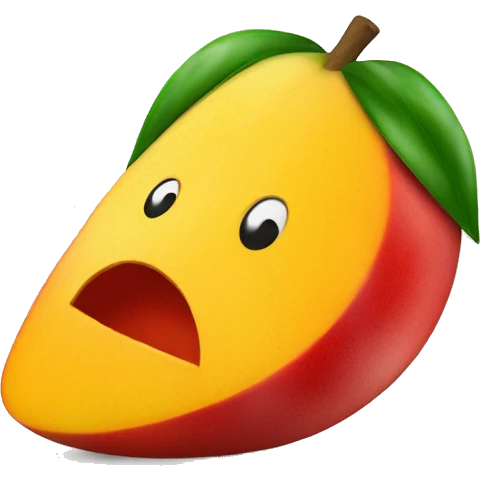 A sliced up mango with red tajin on it emoji