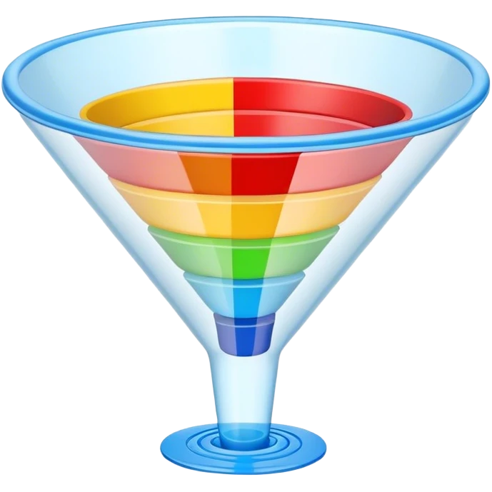a sales funnel with three different colors emoji