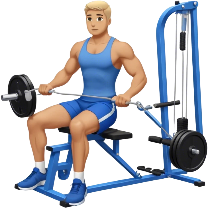 man with blue shorts doing seated cable-rows machine exercise emoji