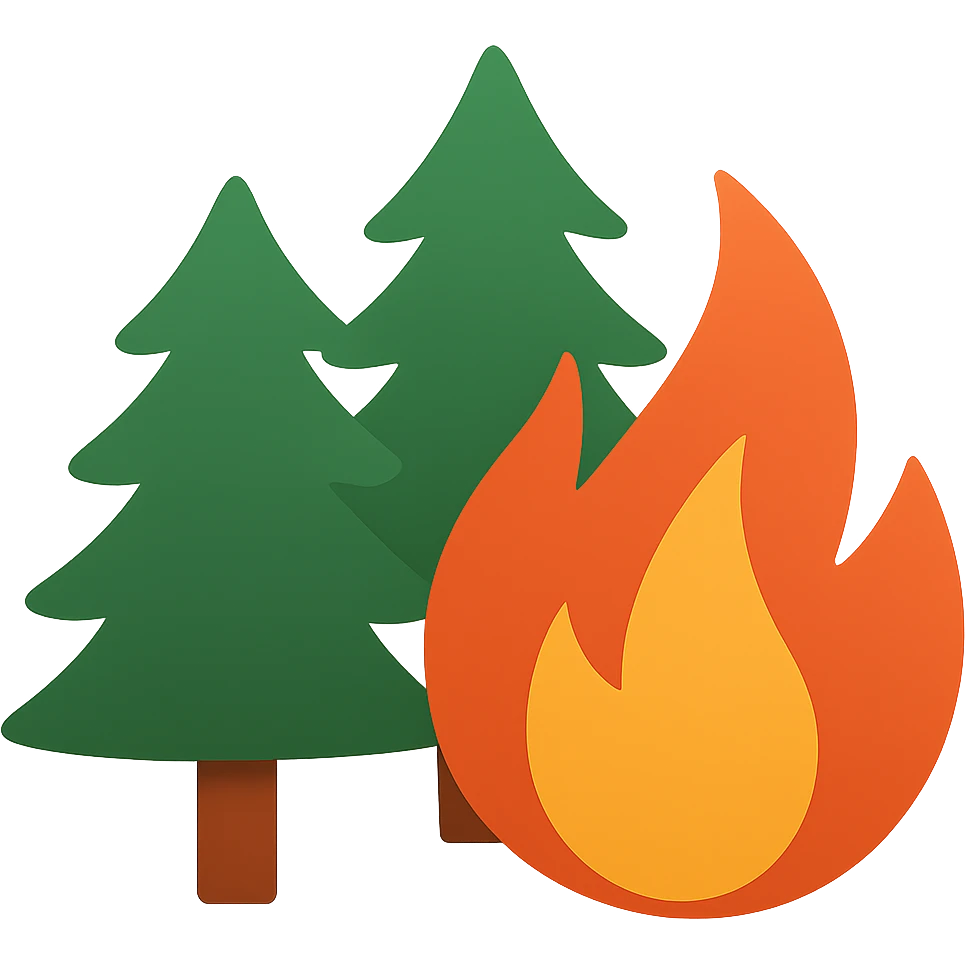 forest fire with simple shapes and bold colors in a flat icon style emoji