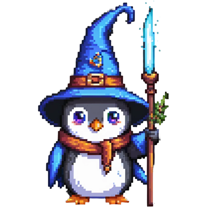 Penguin wizard casting a spell emoji